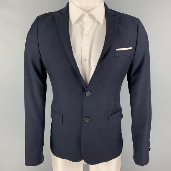 THE KOOPLES Size 36 Navy Wool Peak Lapel Sport Coat - Picture 1 of 7